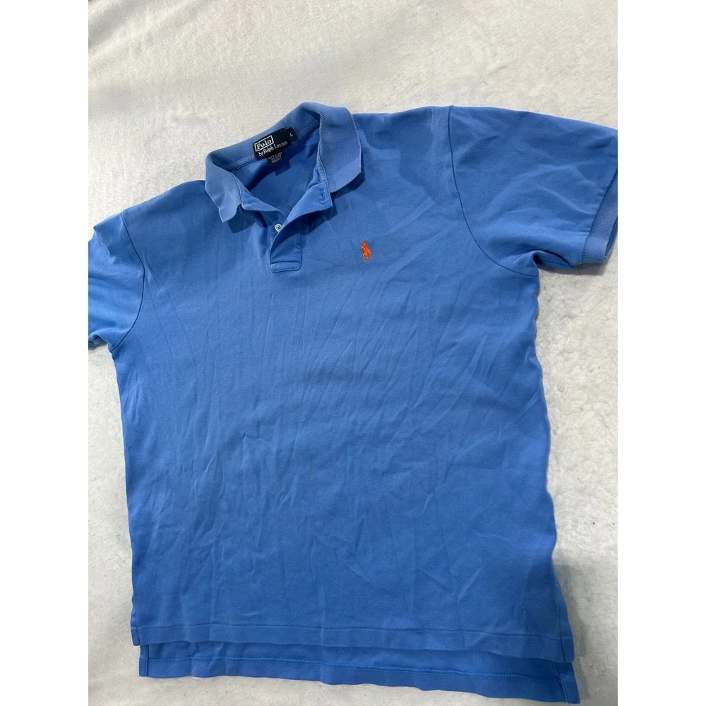 Polo Ralph Lauren Mens Large Blue Short Sleeve Pony Logo Polo Shirt